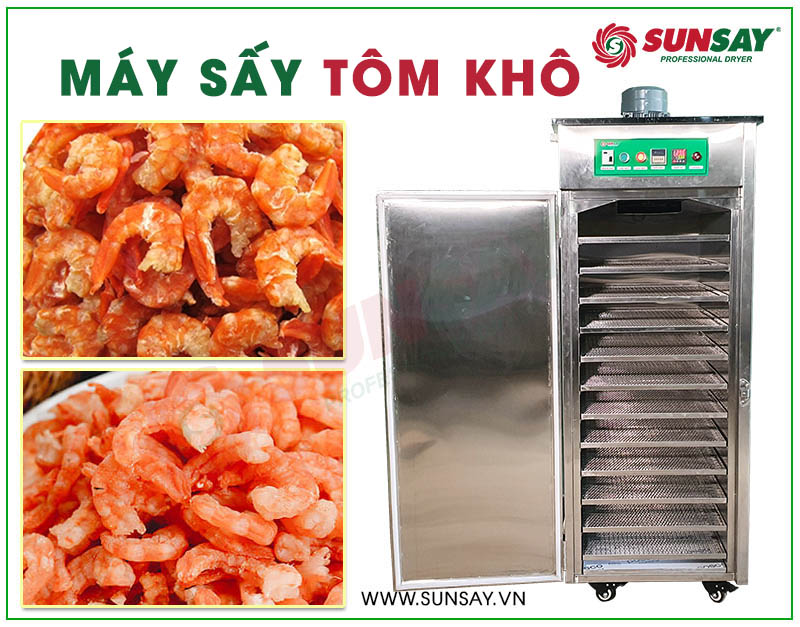 Máy sấy tôm khô tự nhiên SUNSAY giữ nguyên màu sắc 