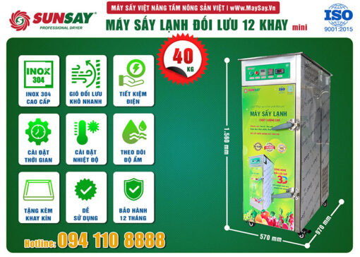 Các tính năng của máy sấy lạnh đối lưu 12 khay mini