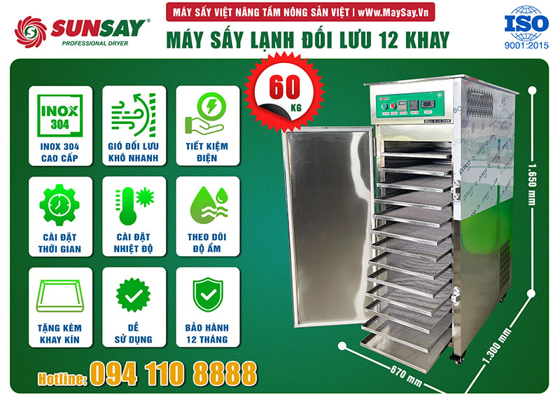 Máy sấy lạnh đối lưu 12 khay