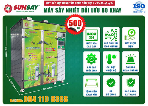 Các tính năng và thiết kế đặc biệt của máy sấy nhiệt đối lưu 80 khay