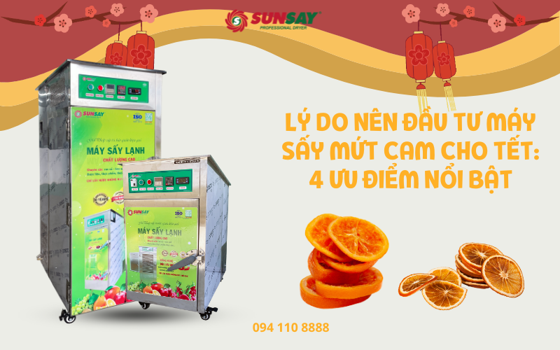 Lý do nên đầu tư máy sấy mứt cam cho Tết 4 ưu điểm nổi bật