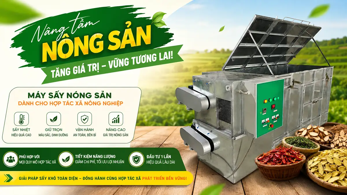 Máy sấy nông sản cho hợp tác xã nông nghiệp: Lựa chọn nào hiệu quả và tiết kiệm?