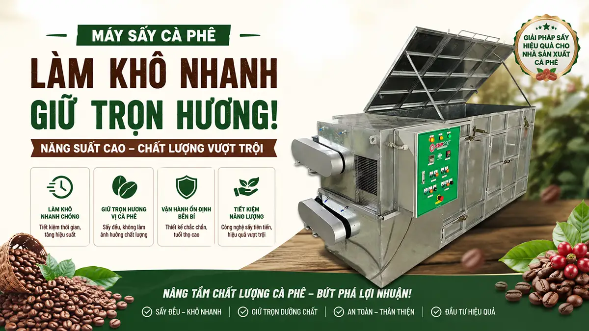 Phân tích hiệu quả thực tế khi sử dụng máy sấy cà phê giúp làm khô nhanh thay cho phương pháp phơi nắng