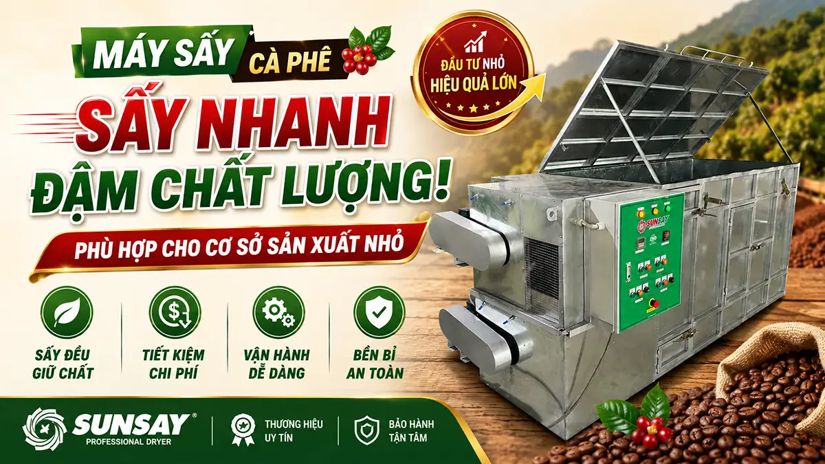 Máy sấy cà phê phù hợp cơ sở sản xuất nhỏ: giải pháp cho năng suất và chất lượng ổn định