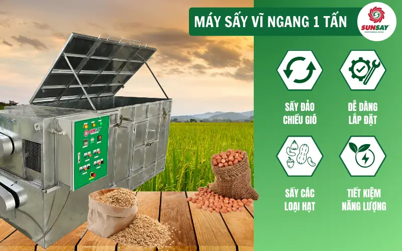 Máy sấy công suất 1 tấn trên ngày cho mùa vụ nhỏ – Lựa chọn tối ưu cho nông hộ
