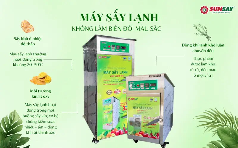 Cơ chế hoạt động của máy sấy lạnh không làm biến đổi màu sắc thực phẩm