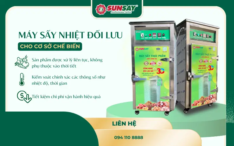 Không lo phụ thuộc thời tiết khi có máy sấy nhiệt đối lưu cho cơ sở chế biến