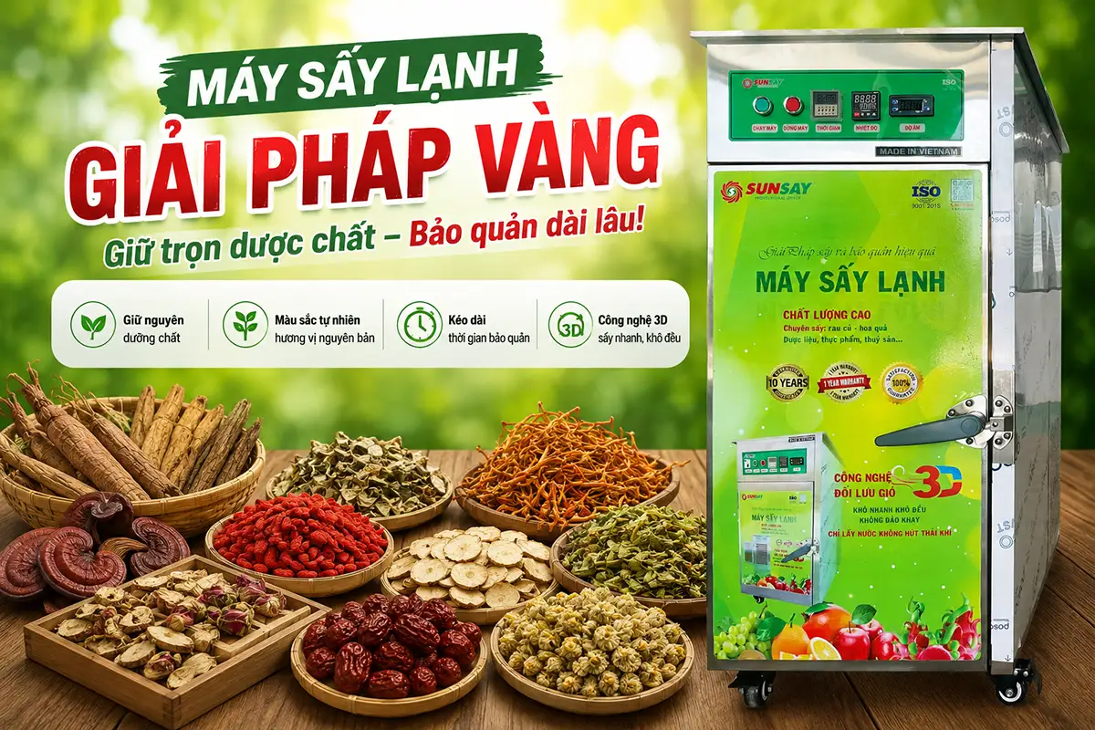 Máy sấy lạnh giúp dược liệu dễ bảo quản, bảo toàn hoạt chất và kéo dài hạn sử dụng