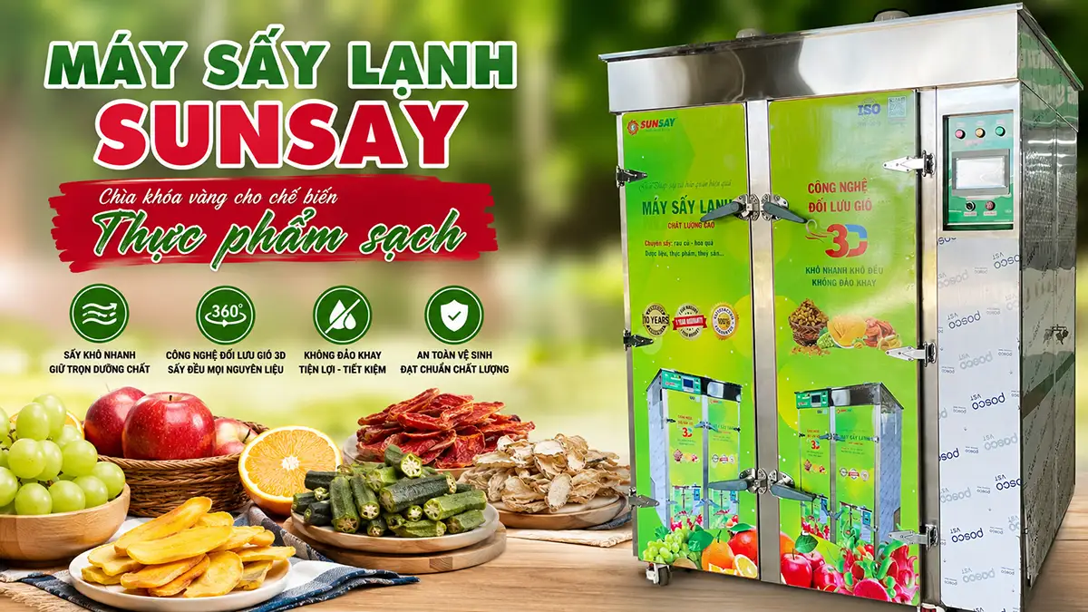 Máy sấy lạnh hỗ trợ chế biến thực phẩm sạch