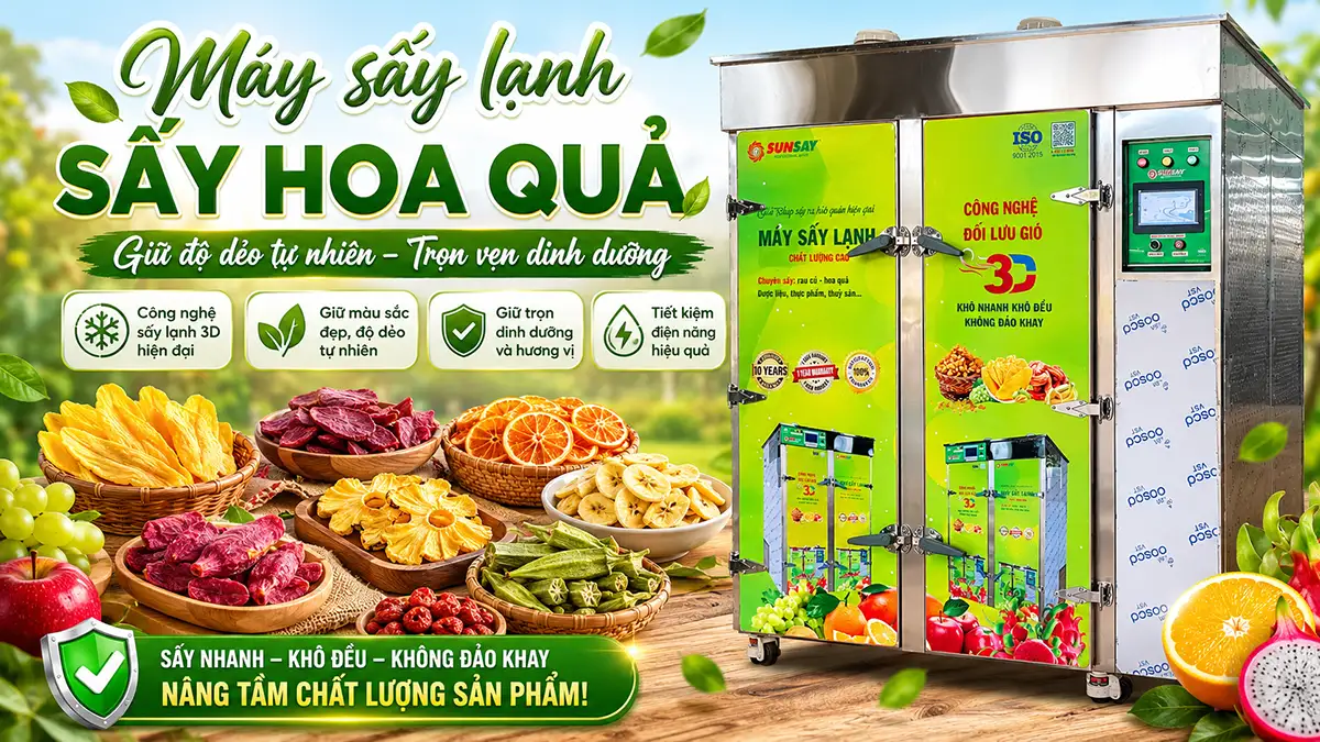 Khởi nghiệp chế biến trái cây sấy: Chọn máy sấy lạnh sấy hoa quả giữ độ dẻo tự nhiên là bước đi đúng đắn