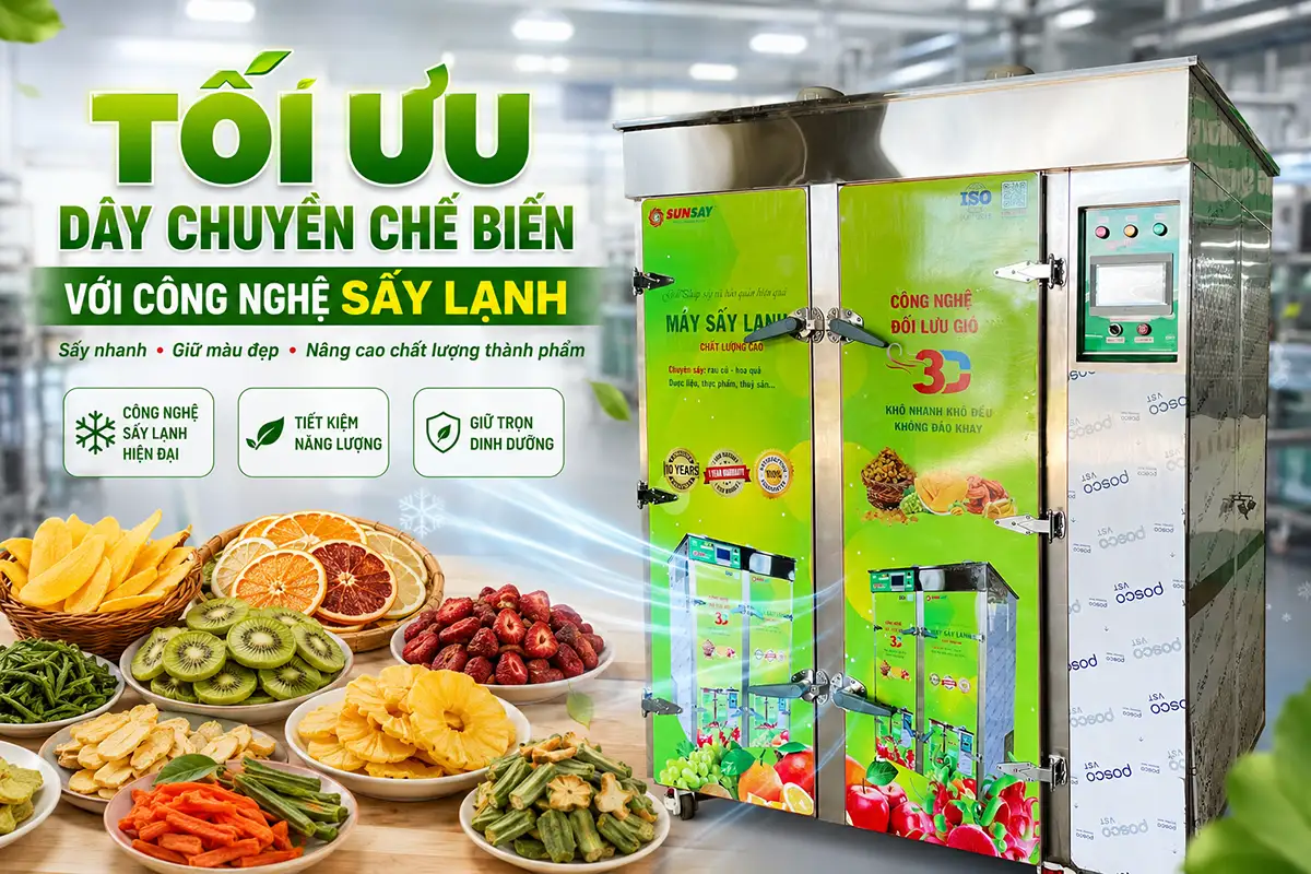 Máy sấy lạnh tối ưu hóa dây chuyền chế biến