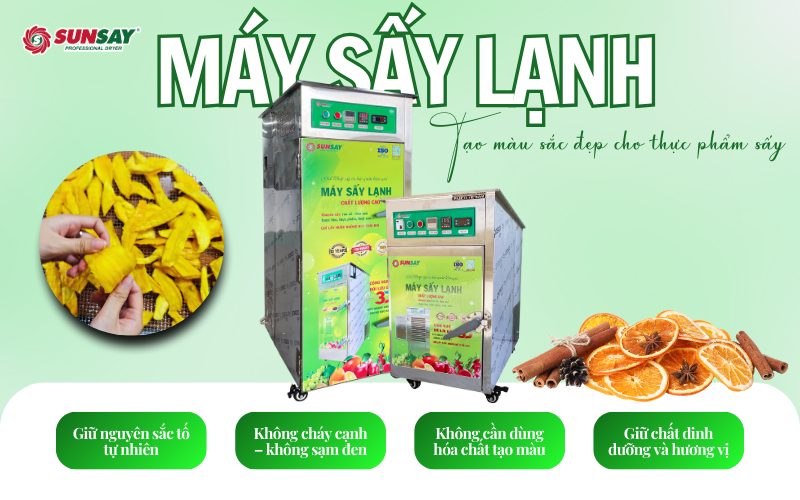 Máy sấy lạnh tạo màu sắc đẹp cho thực phẩm sấy