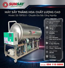 Máy sấy thăng hoa SUNSAY 70kg chất lượng cao, hiện đại