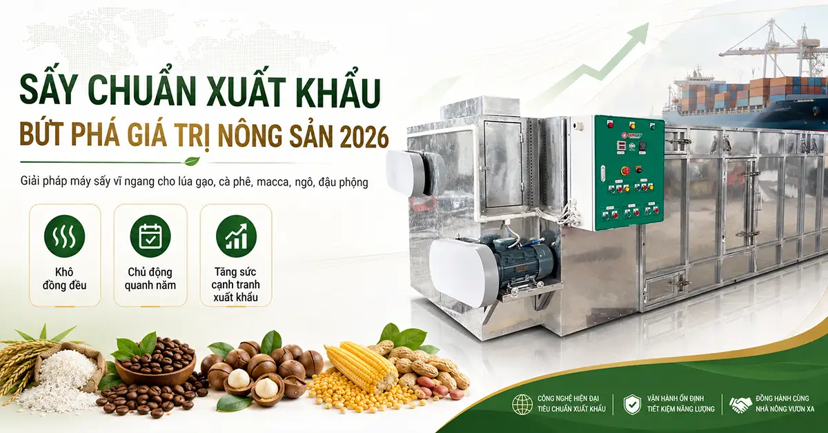 Xu hướng 2026: Đầu tư máy sấy nông sản cho nông sản xuất khẩu để cạnh tranh toàn cầu