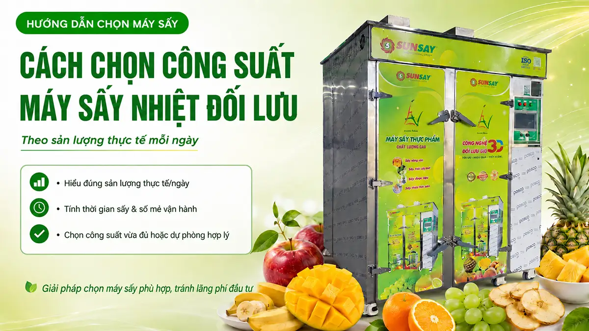 Cách chọn công suất máy sấy nhiệt đối lưu theo sản lượng thực tế mỗi ngày