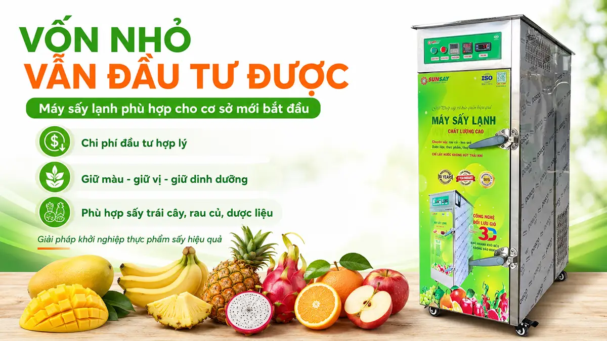 Chỉ có vốn nhỏ vẫn đầu tư được: Máy sấy lạnh phù hợp chi phí đầu tư nhỏ cho cơ sở mới bắt đầu