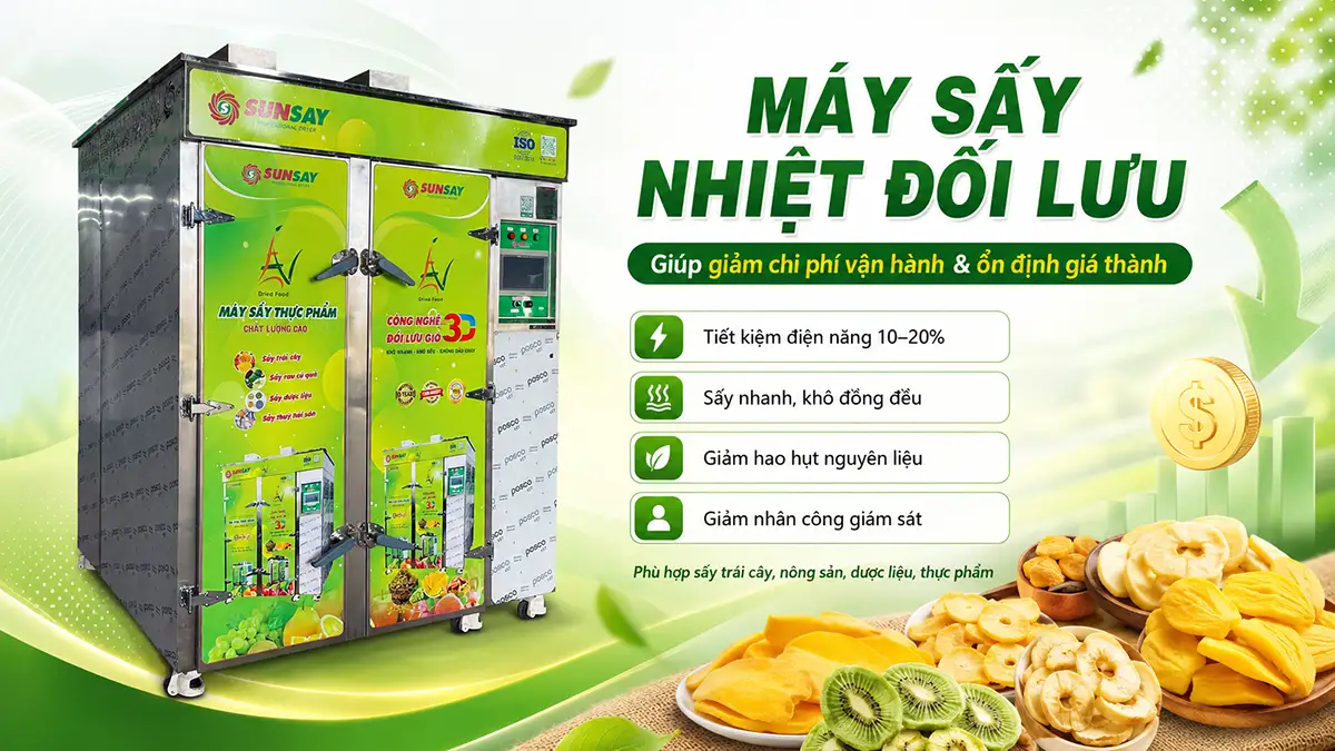 Máy sấy nhiệt đối lưu giúp giảm chi phí vận hành