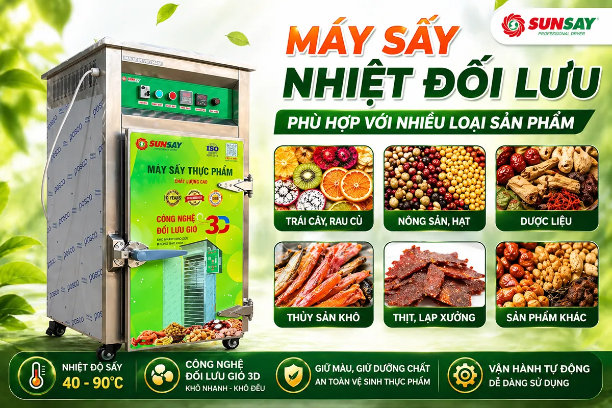 Máy sấy nhiệt đối lưu phù hợp với những sản phẩm nào? Cách chọn đúng để không lãng phí đầu tư
