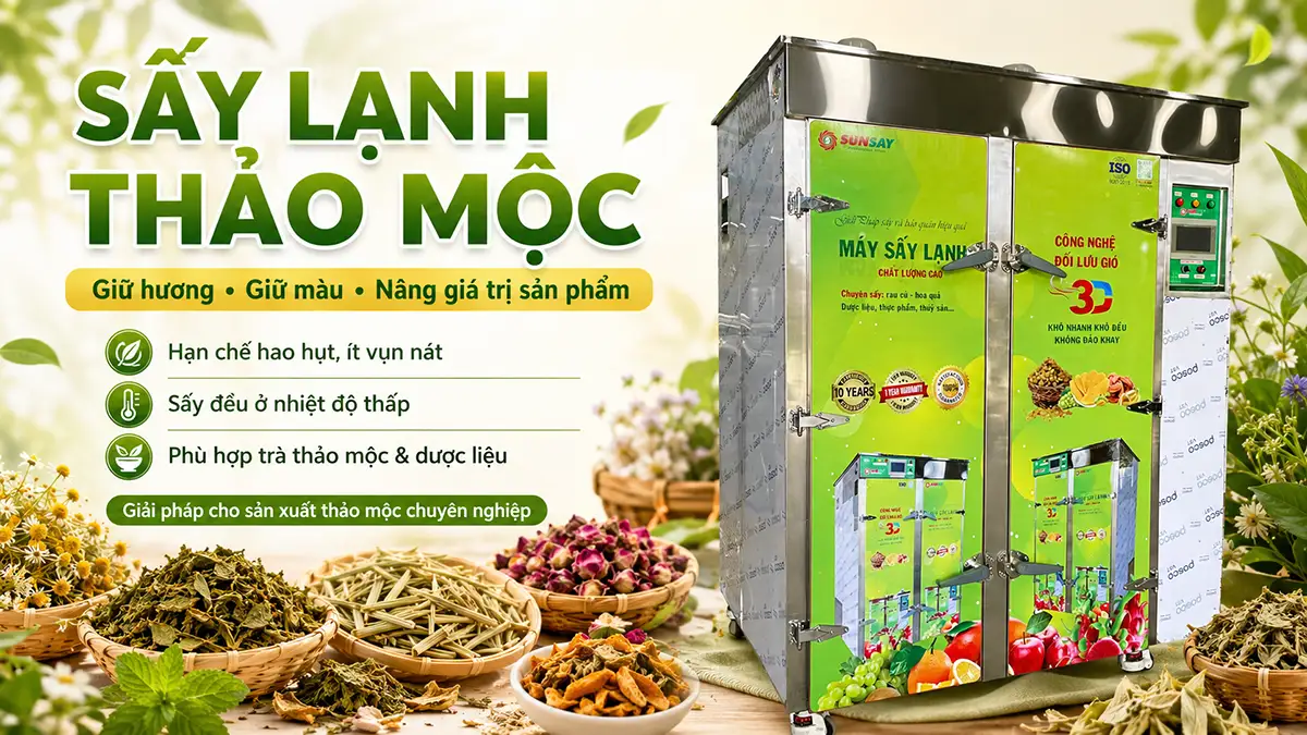 Máy sấy lạnh tạo sản phẩm thảo mộc chất lượng cao giúp hạn chế hao hụt và giữ giá trị sản phẩm
