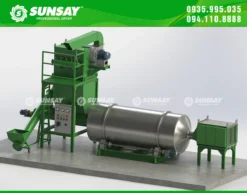 Máy sấy thùng quay theo mẻ 300kg SUNSAY được thiết kế thành hệ thống đồng bộ.