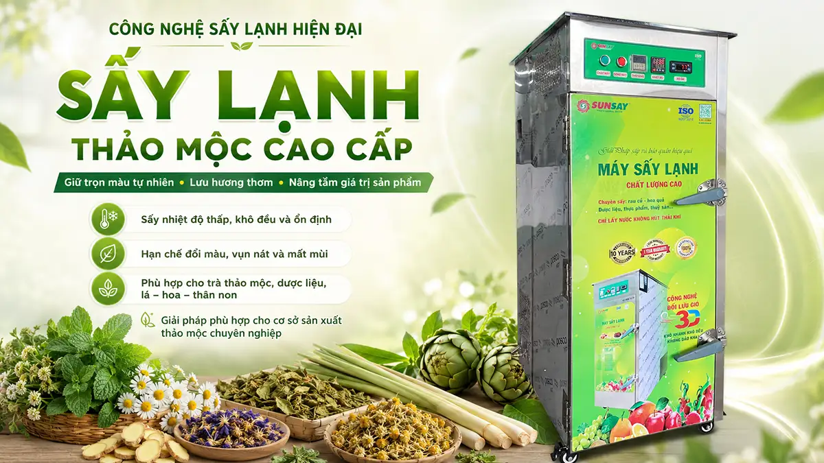 Máy sấy lạnh chế biến thảo mộc cao cấp: Giải pháp sấy sạch, sấy chuẩn