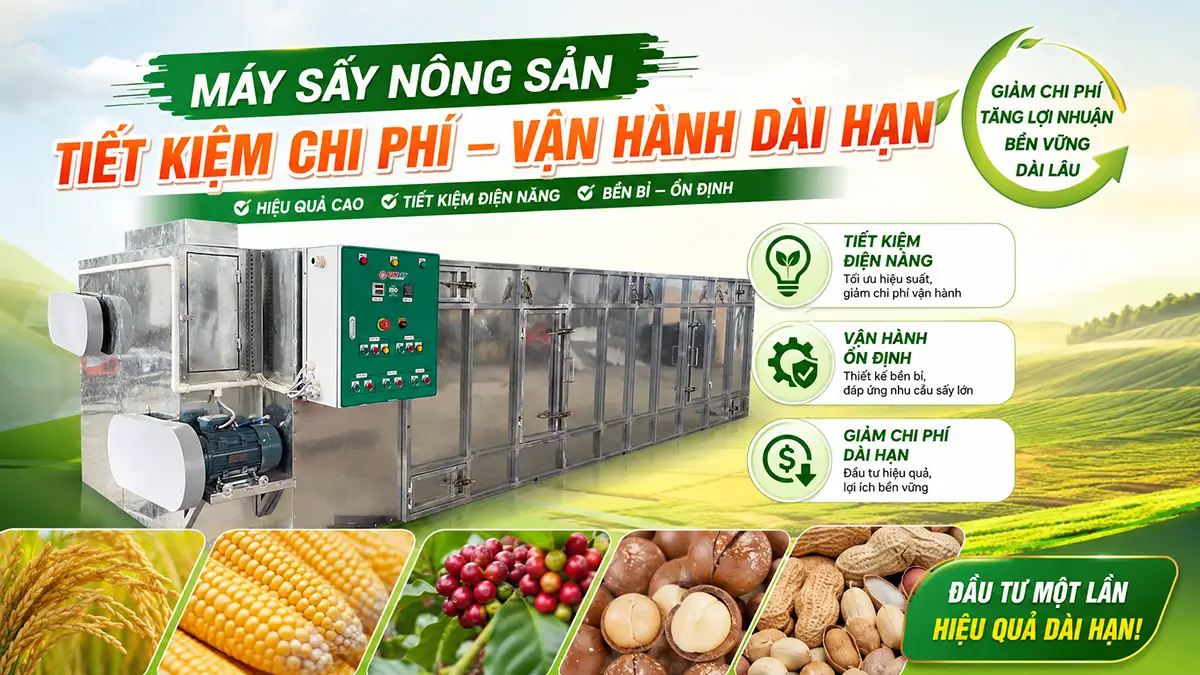 Máy sấy nông sản tiết kiệm chi phí vận hành dài hạn cho cơ sở sản xuất
