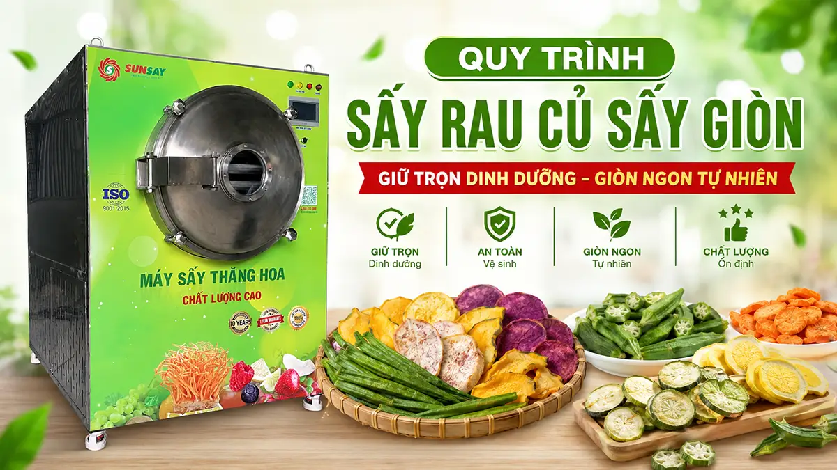 Quy trình sấy rau củ sấy giòn và các yếu tố quyết định chất lượng thành phẩm