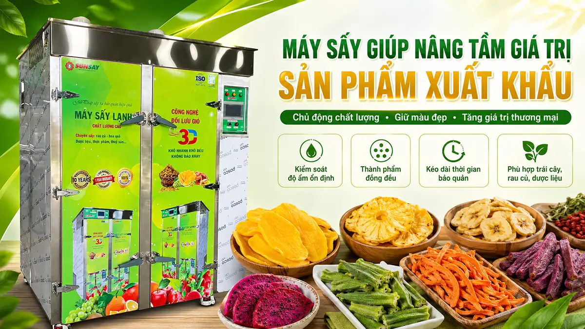 Máy sấy nâng cao giá trị sản phẩm cho doanh nghiệp xuất khẩu – Giải pháp tối ưu chất lượng