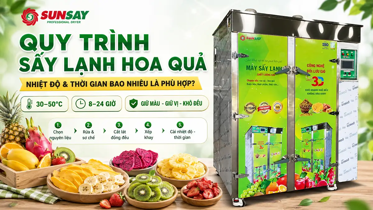 Quy trình sấy lạnh hoa quả: Nhiệt độ và thời gian bao nhiêu là phù hợp?