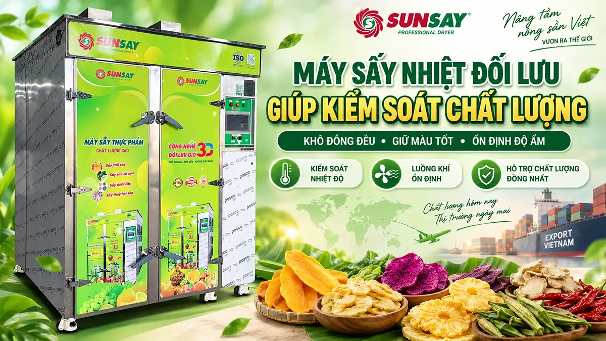 Máy sấy nhiệt đối lưu giúp kiểm soát chất lượng thực phẩm xuất khẩu ra sao?