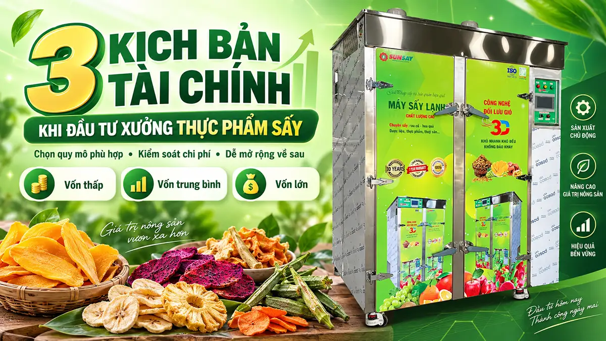 Ba kịch bản tài chính khi đầu tư xưởng sản xuất thực phẩm sấy